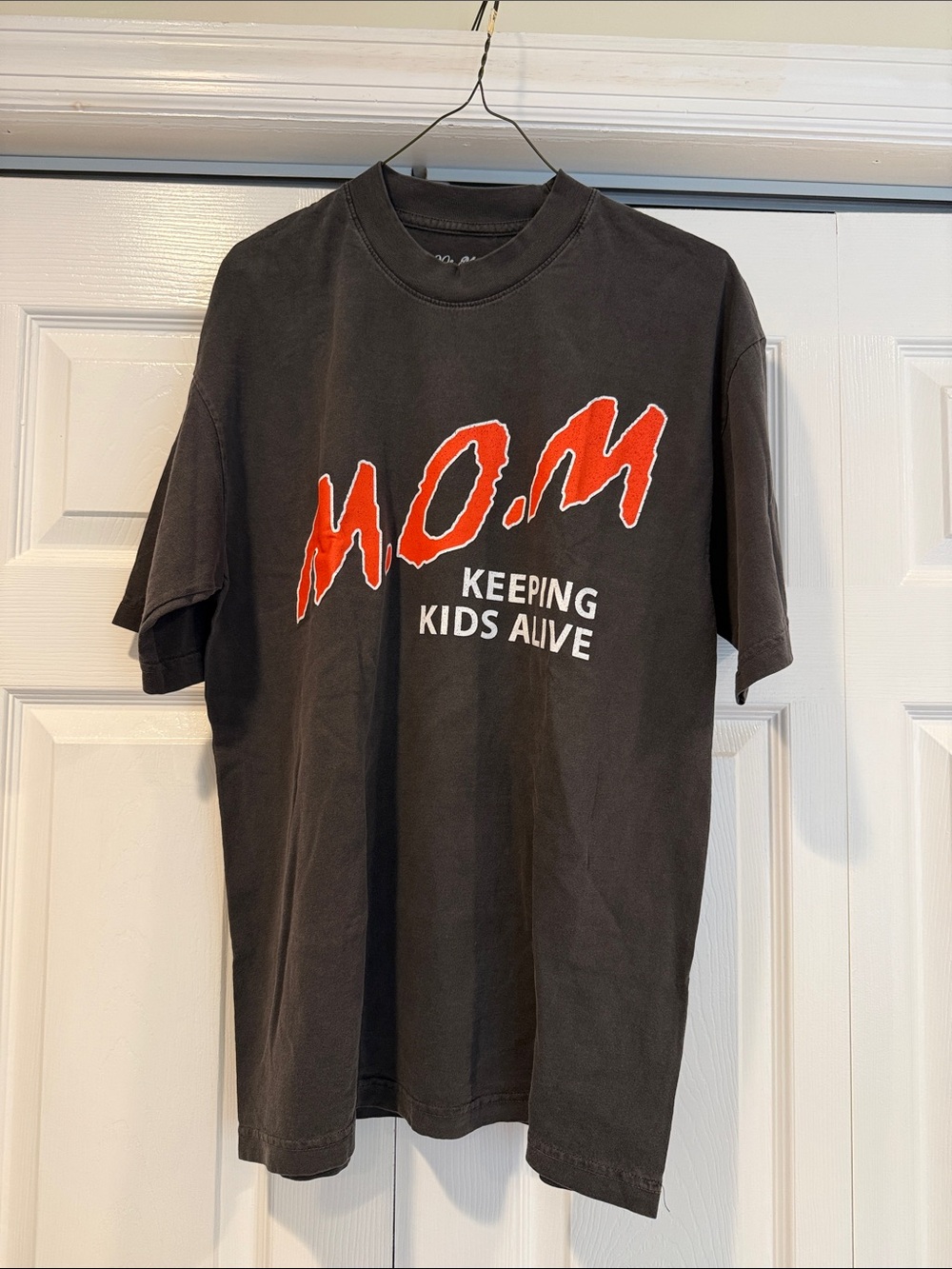 M.O.M. Graphic Tee - Black with Red Lettering